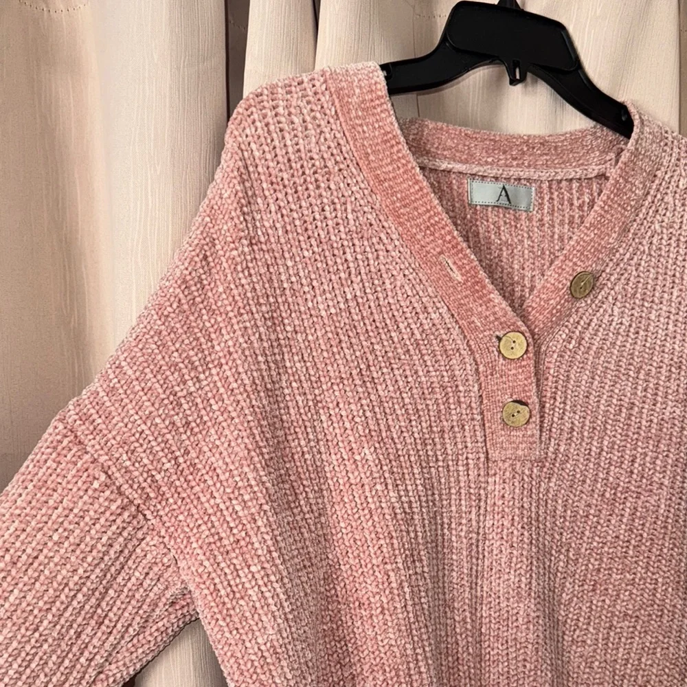 Pink V-Neck Sweater - Picture 3 of 5